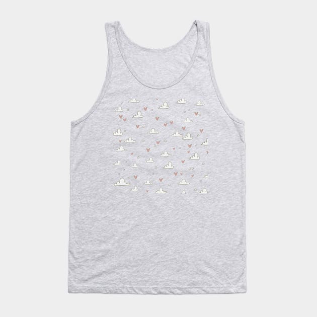 Heart and Cloud Pattern Tank Top by LineXpressions